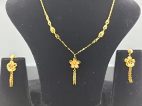 22K Solid Gold Floral Necklace Set LS 1297