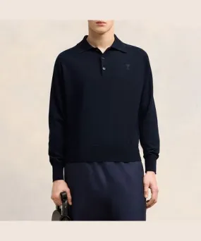 AMI PARIS De Coeur Merino Wool Polo Shirt