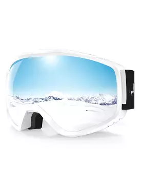 Ashore Ski Shop Adult Ski Goggles OTG - Wear Glasses Ski Goggles for Men and Women Anti-fog 100% Anti UV Line Wide Field of 180°