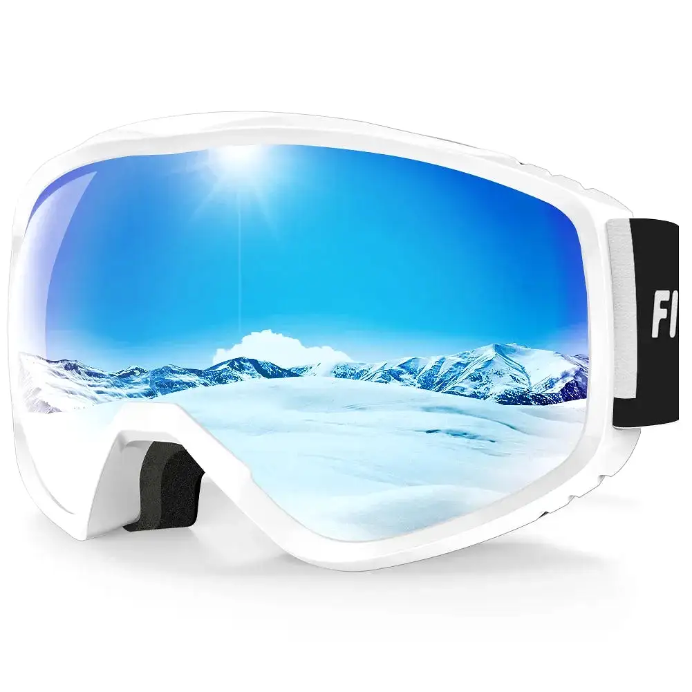 Ashore Ski Shop Adult Ski Goggles OTG - Wear Glasses Ski Goggles for Men and Women Anti-fog 100% Anti UV Line Wide Field of 180°