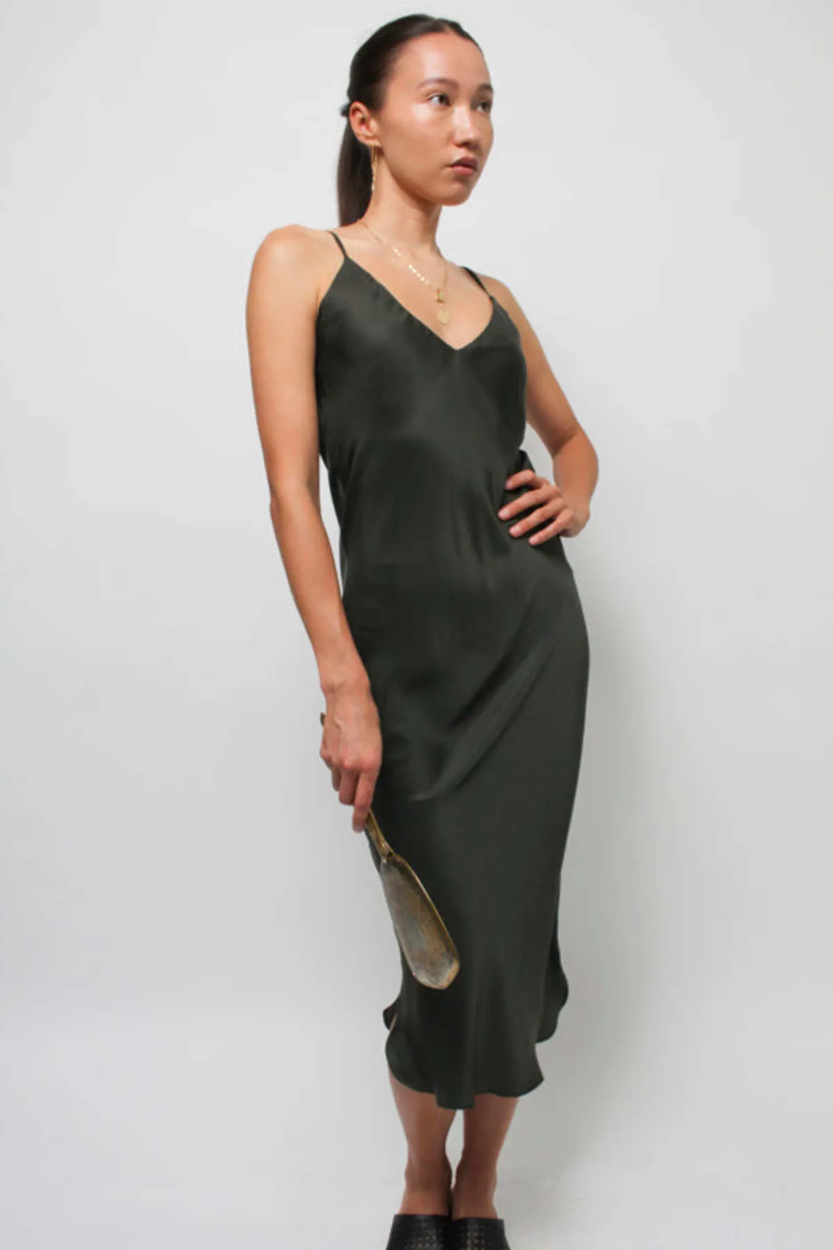 Bias Slip Midi Dress - Foret