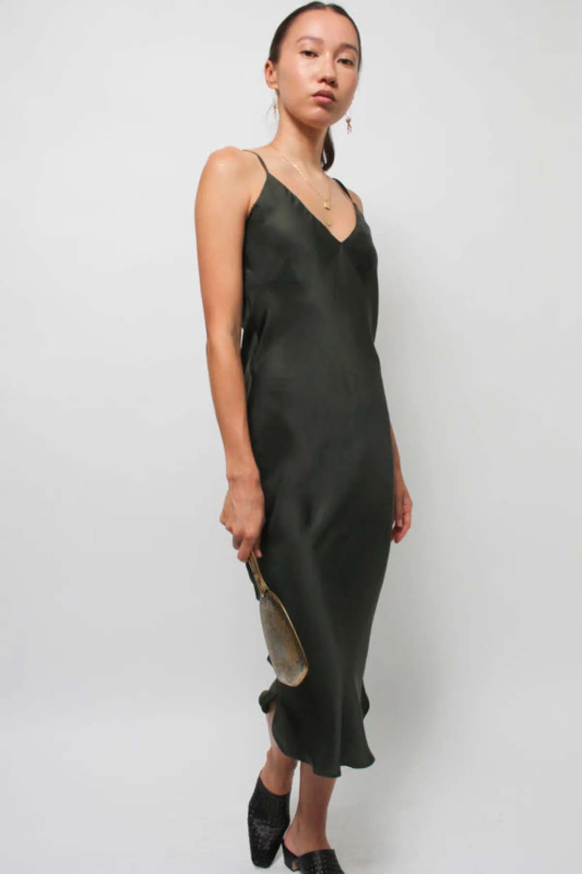 Bias Slip Midi Dress - Foret