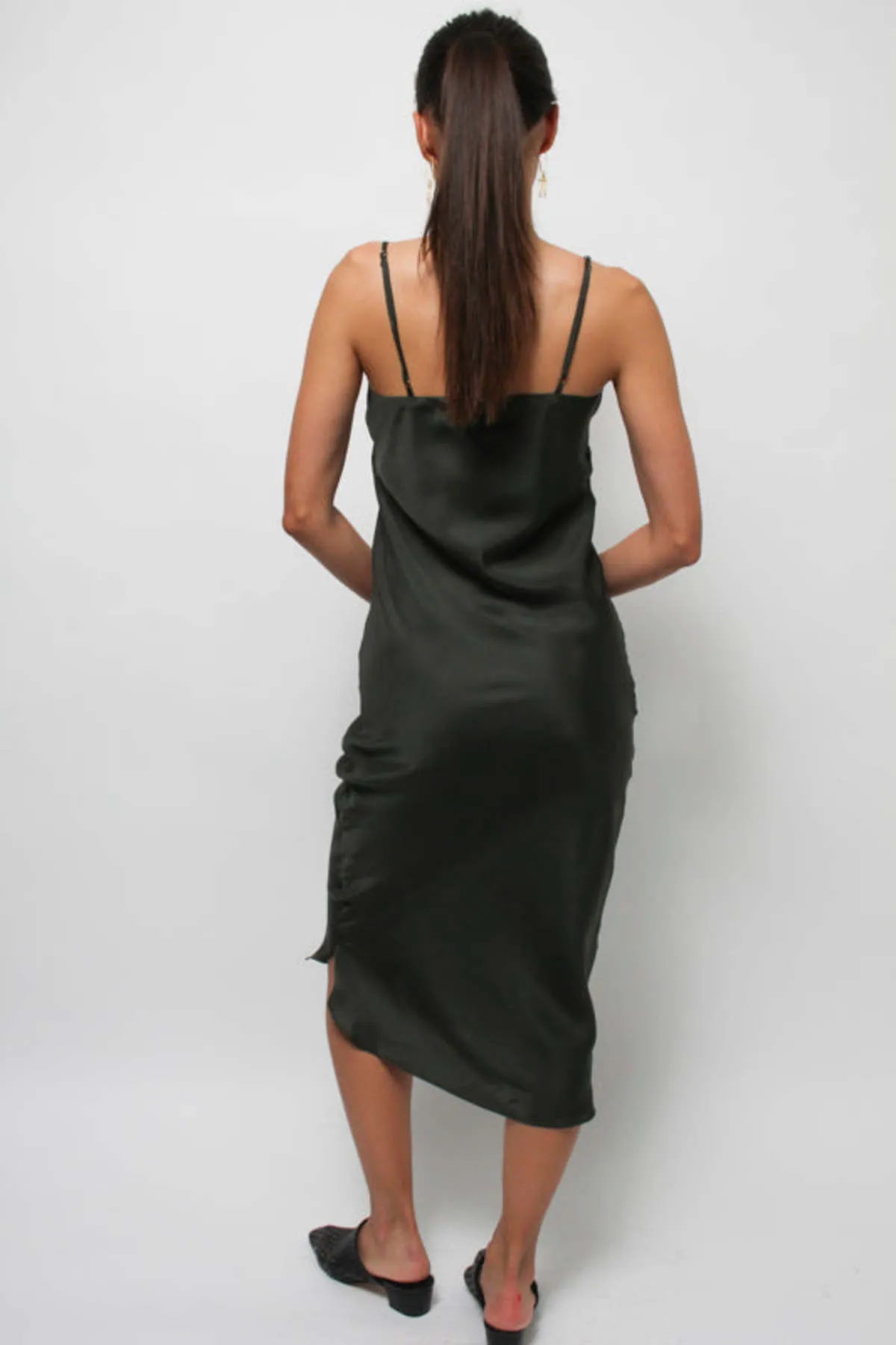 Bias Slip Midi Dress - Foret