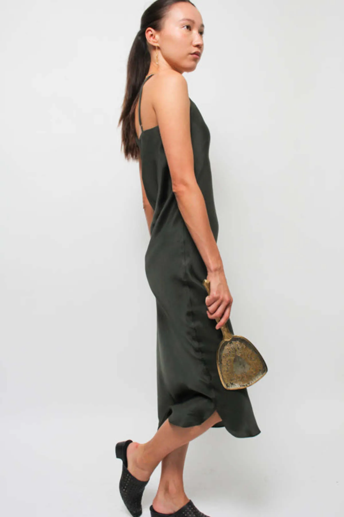 Bias Slip Midi Dress - Foret