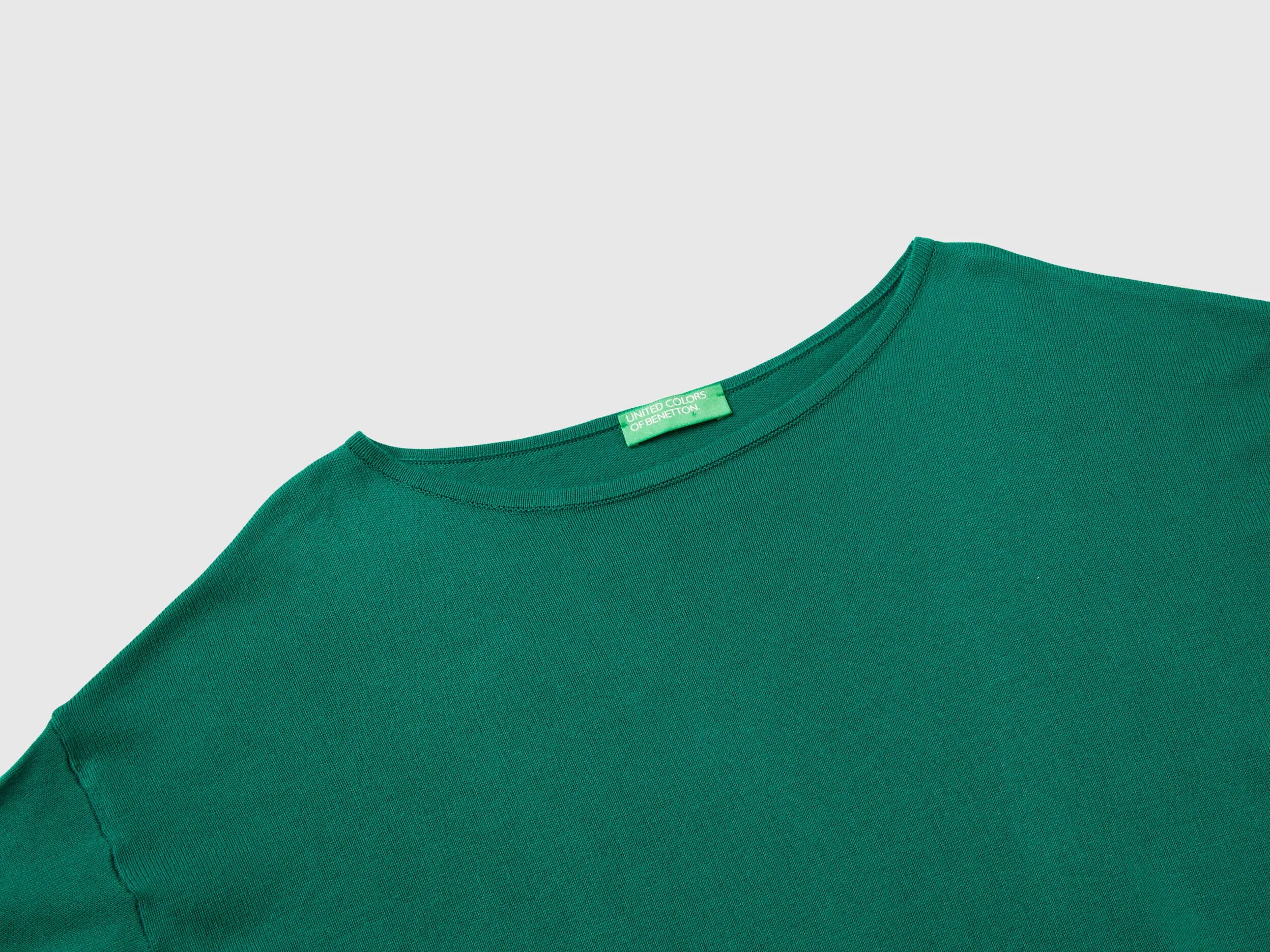 Boat neck sweater - Dark Green | Benetton