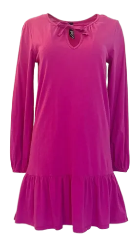 Bobi Ruffle Hem Long Sleeve Dress, Dragonfruit