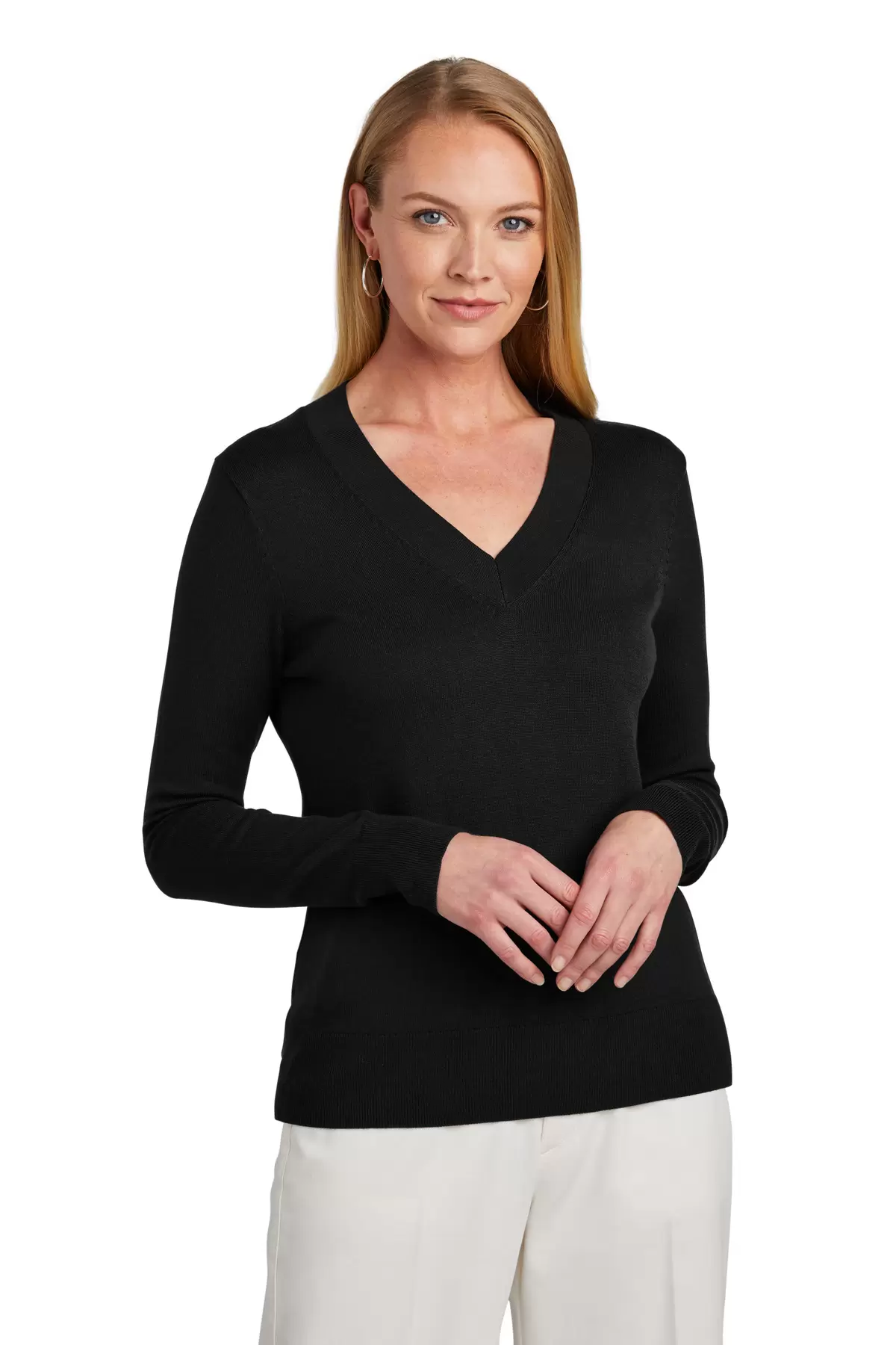 Brooks Brothers BB18401  Women's Cotton Stretch V-Neck Sweater SKU: BB18401