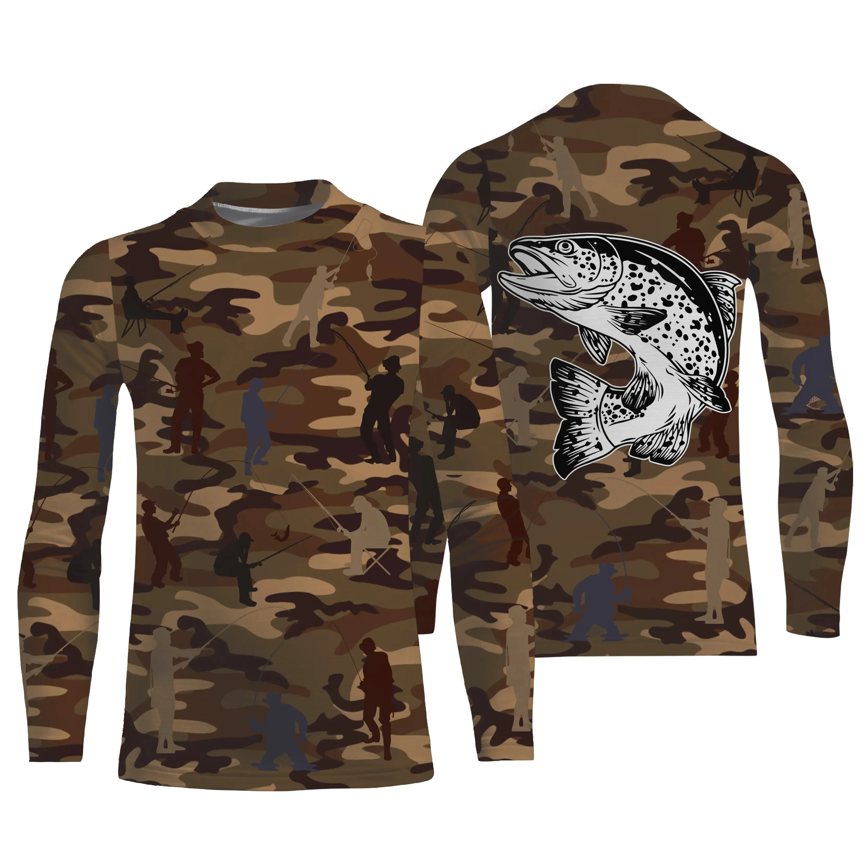 Camouflage de Pêche, Pêche de la Truite, Cadeau Original Pêcheur, Tee shirt All-Over, T-Shirt Anti-UV - CTS19052229