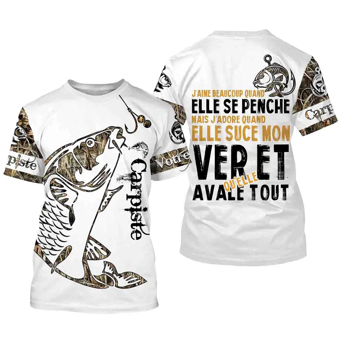 Carpiste, Cadeau Humour Pêcheur, Pêche De La Carpe, J'aime Beaucoup Quand Elle Se Penche, Tatouage, Personnaliser - VEPECA004