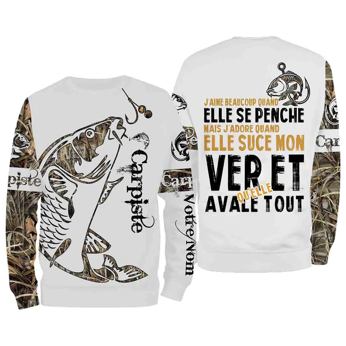 Carpiste, Cadeau Humour Pêcheur, Pêche De La Carpe, J'aime Beaucoup Quand Elle Se Penche, Tatouage, Personnaliser - VEPECA004