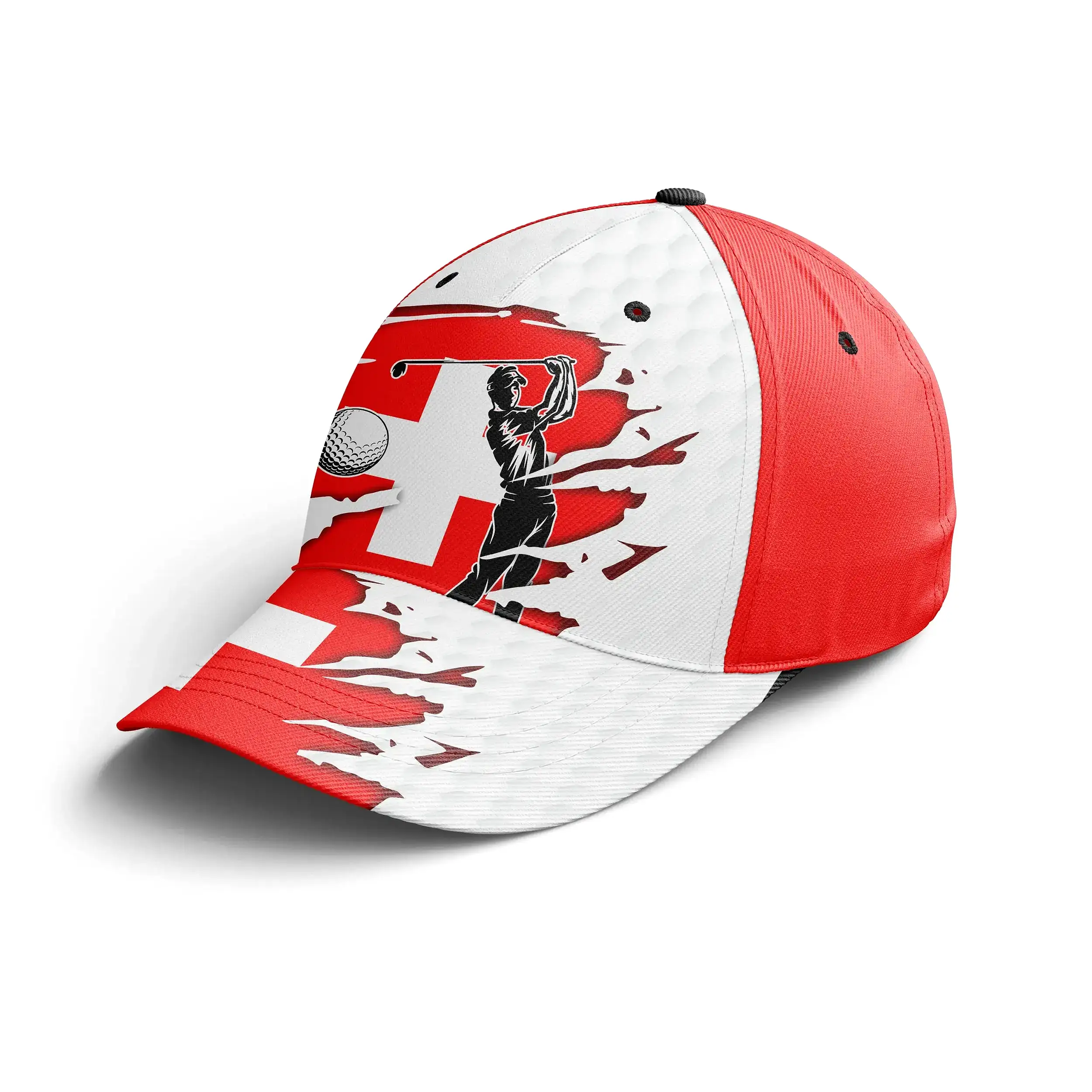 Chiptshirts - Casquette De Golf Performance, Motifs Balle de Golf, Drapeau Suisse, Cadeau Idéal Fans De Golf - CTS29062227