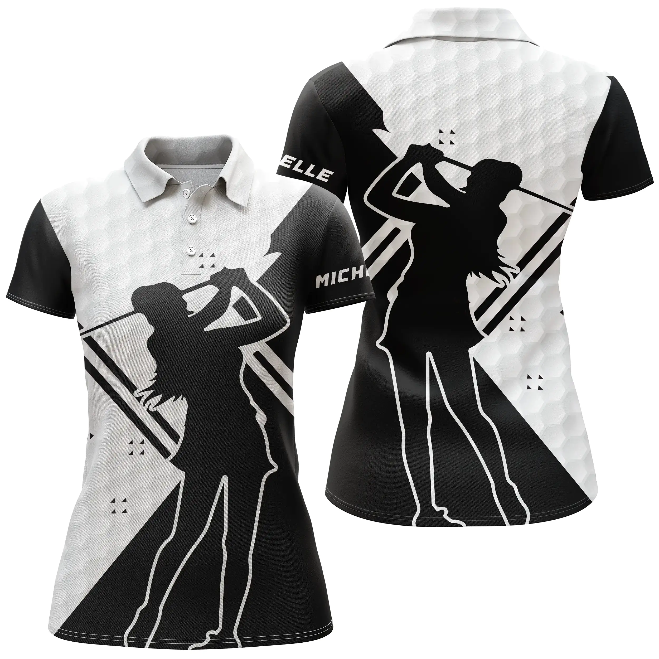 Chiptshirts - Polo De Golf, Blanc et Noir, Cadeau Personnalisé Pour Fans De Golf, Polo de Sport Homme et Femme, Motifs Balle De 