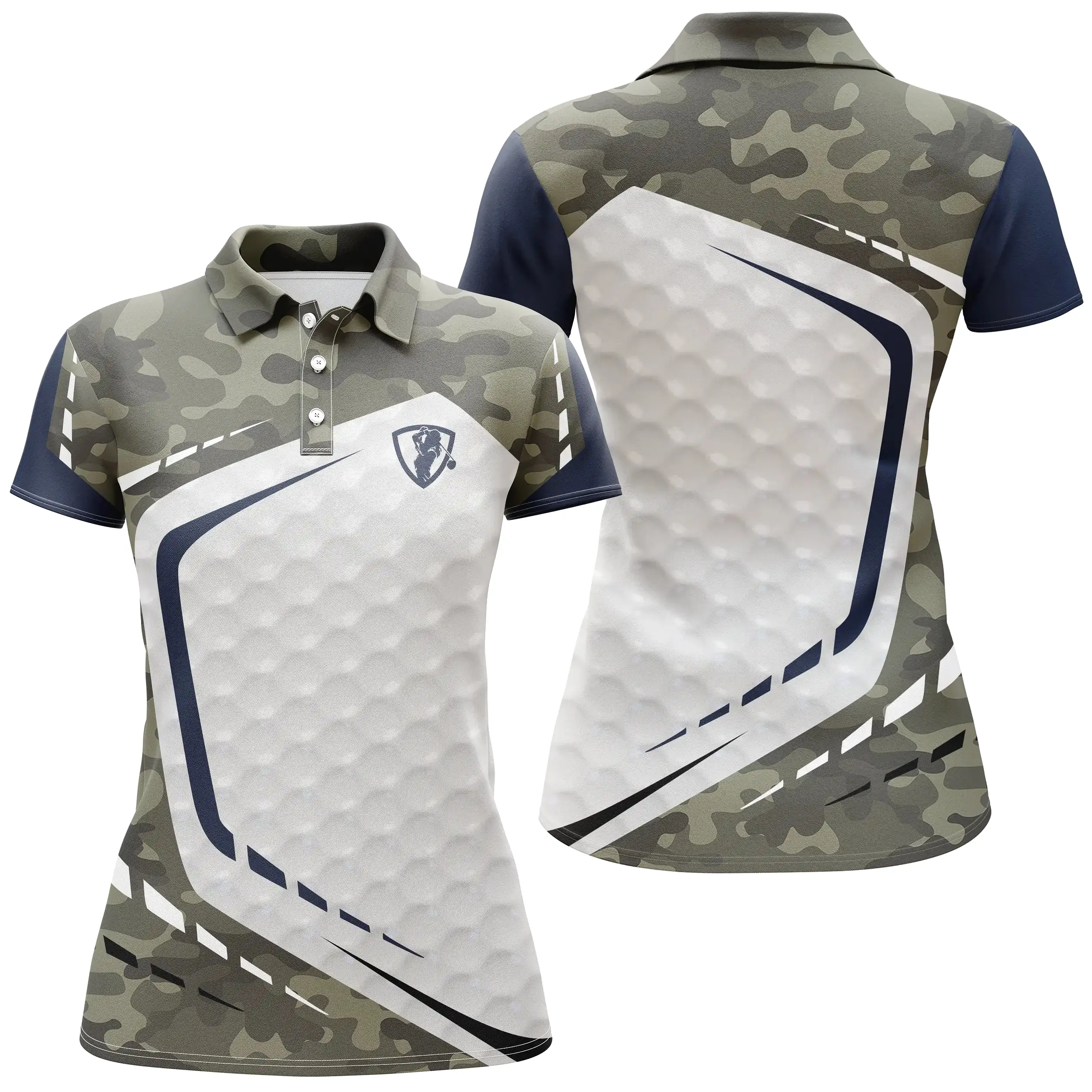 Chiptshirts - Polo De Golf, Cadeau Original Pour Fans De Golf, Polo de Sport Homme et Femme, Motifs Camouflage, Balle de Golf, L