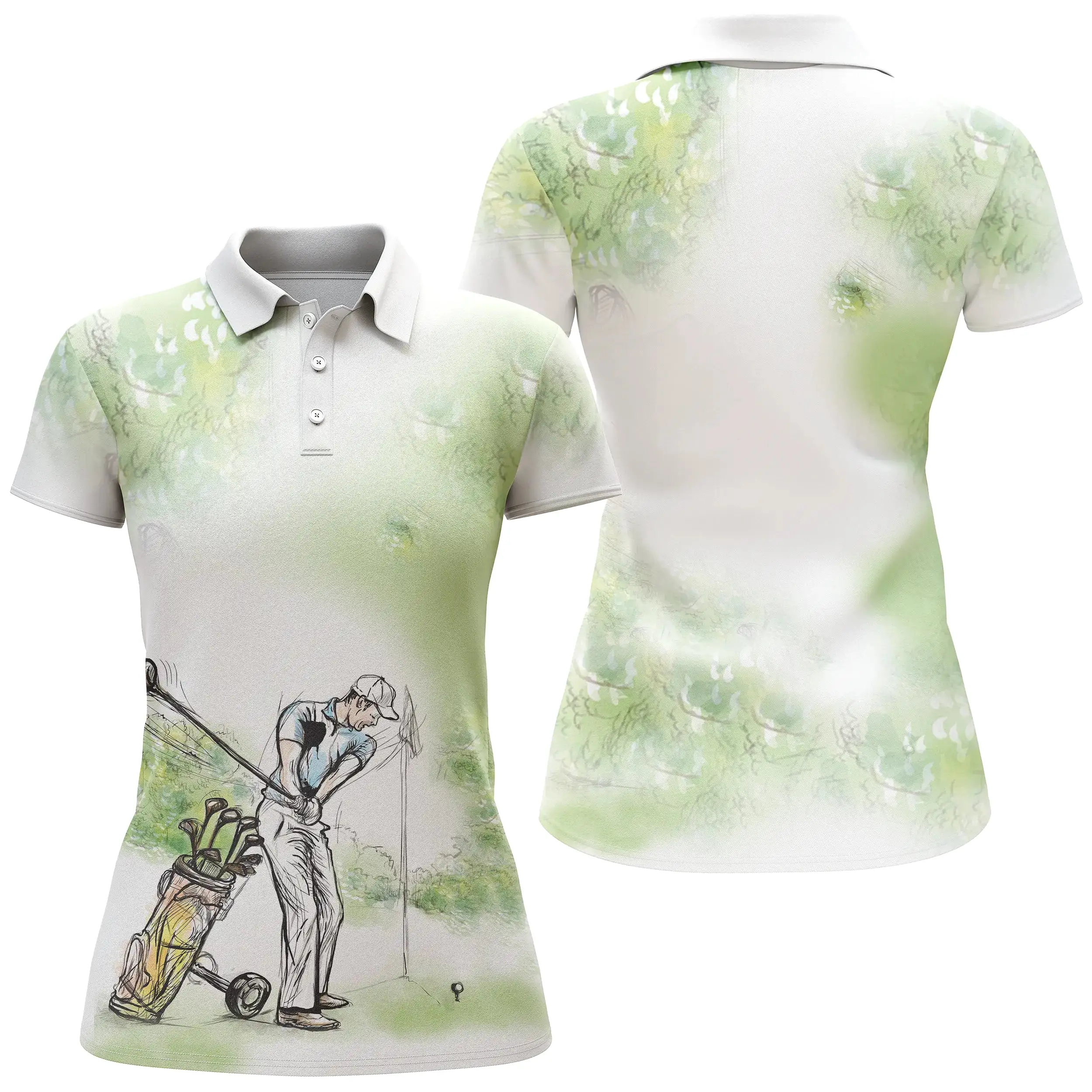 Chiptshirts - Polo De Golf, Cadeau Original Pour Fans De Golf, Polo de Sport Homme et Femme, Parcours de Golf, Vert Nature - CTS