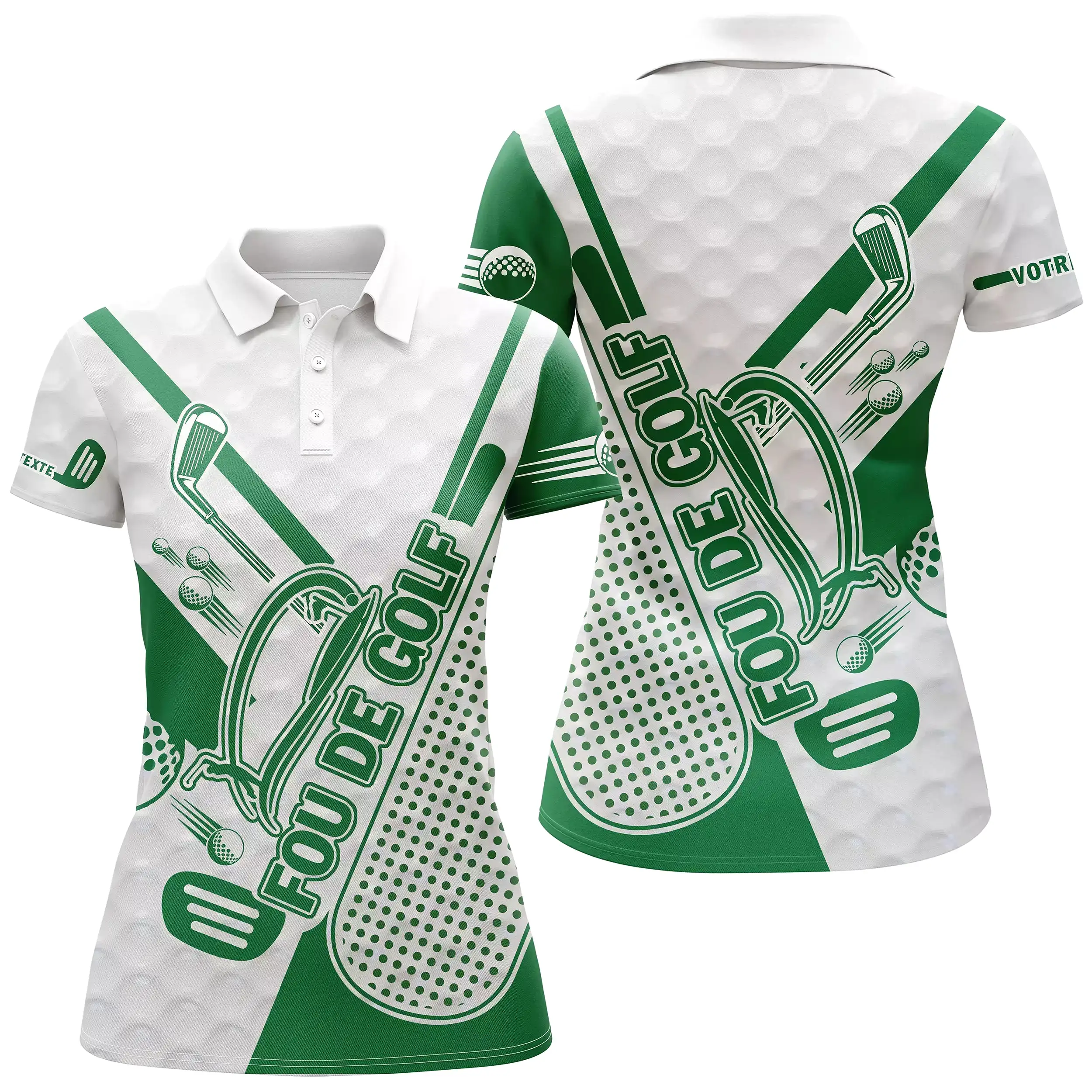 Chiptshirts - Polo De Golf, Vert et Bleu, Cadeau Personnalisé Pour Fans De Golf, Polo de Sport Homme et Femme, Motifs Balle De G