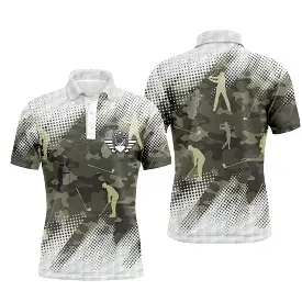 Chiptshirts - Polo de Sport, Idée Cadeau Original Pour Fan De Golf, Polo de Sport Homme Femme, Camouflage Golf - CTS25052220