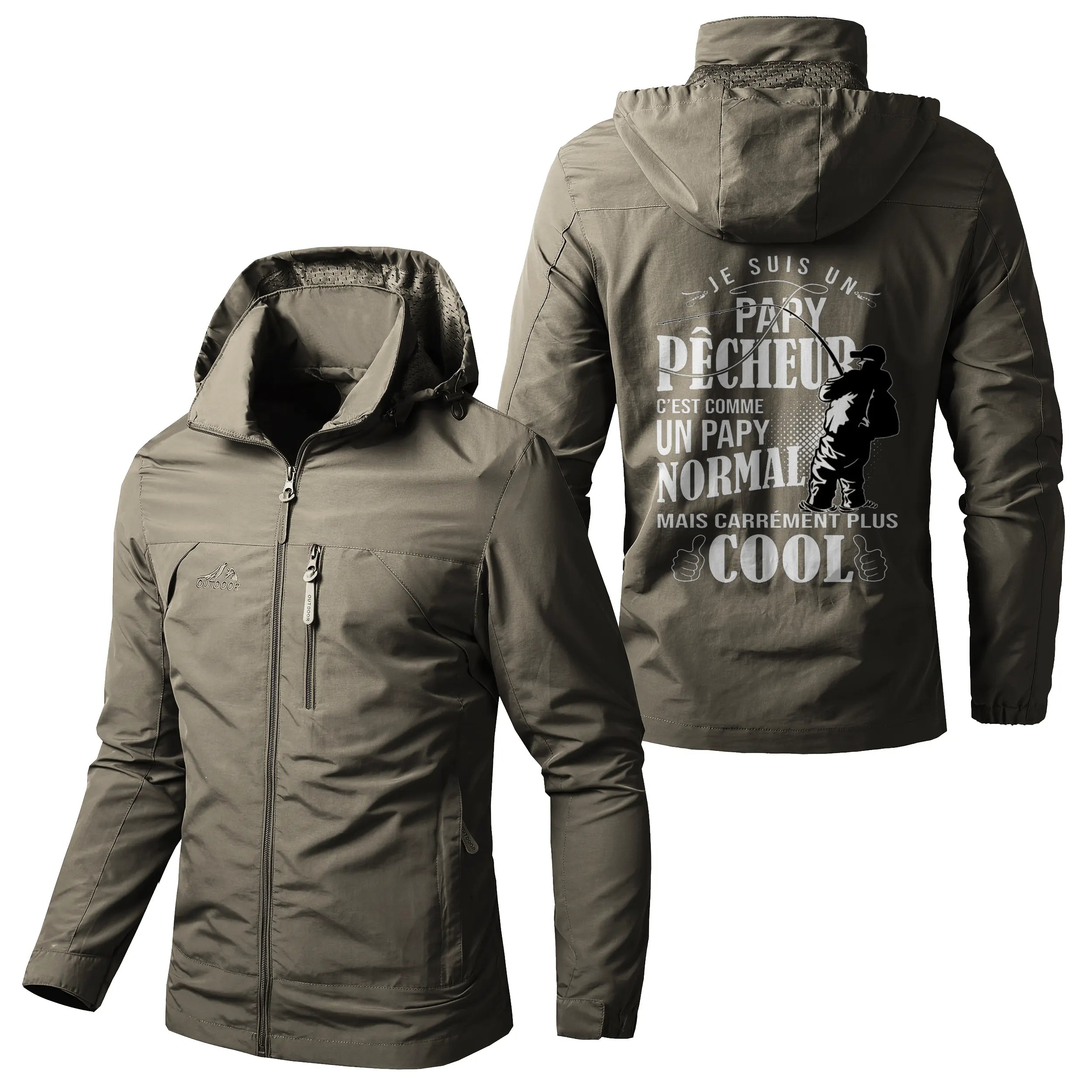 Chiptshirts Veste Imperméable et Coupe-Vent - Papy Pêcheur Comme Un Papy Normal Mais Plus Cool - CT05092347