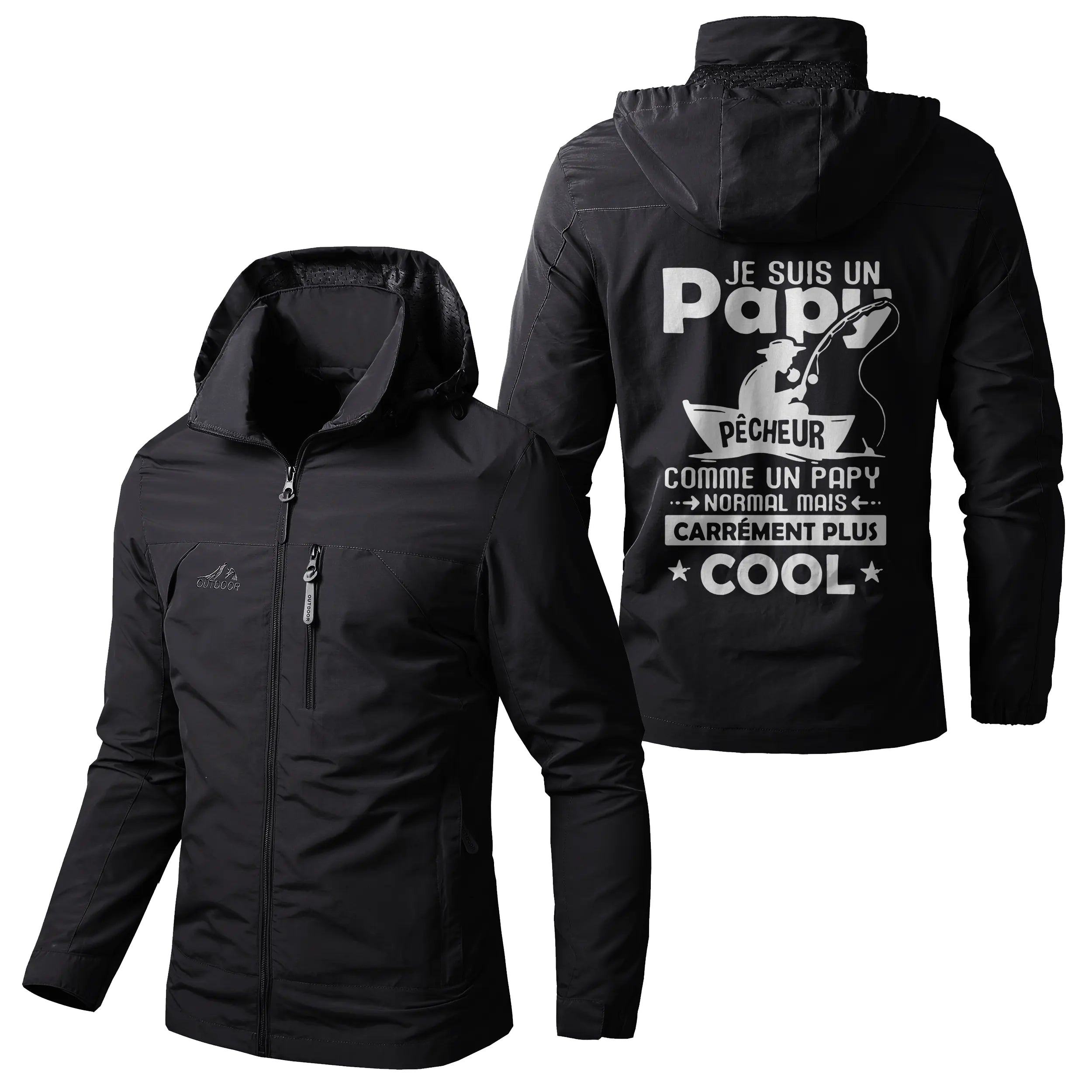 Chiptshirts Veste Imperméable et Coupe-Vent - Papy Pêcheur Comme Un Papy Normal Mais Plus Cool - CT05092348