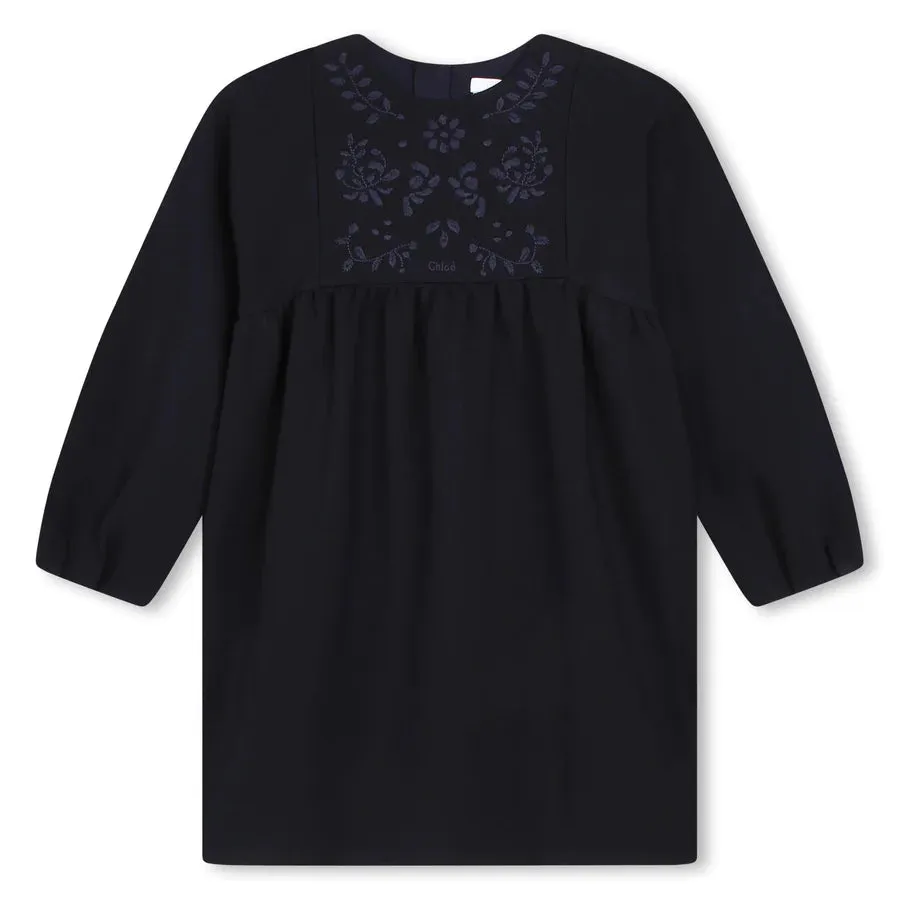 Chloe LS Floral Embroidery Milano Dress