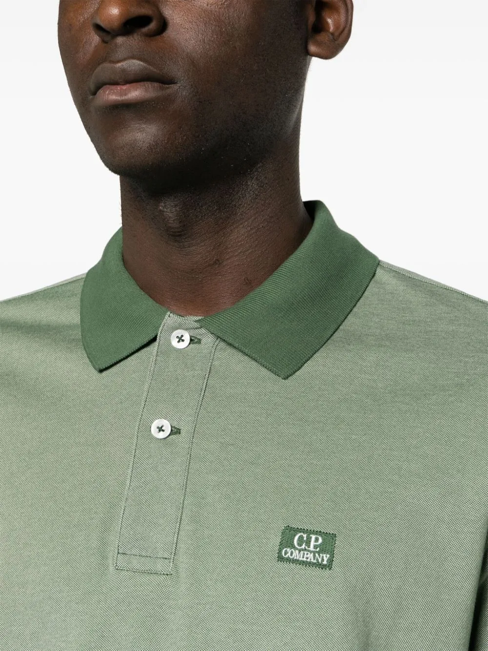 C.P. Company - Polo duck green en piqué à patch logo