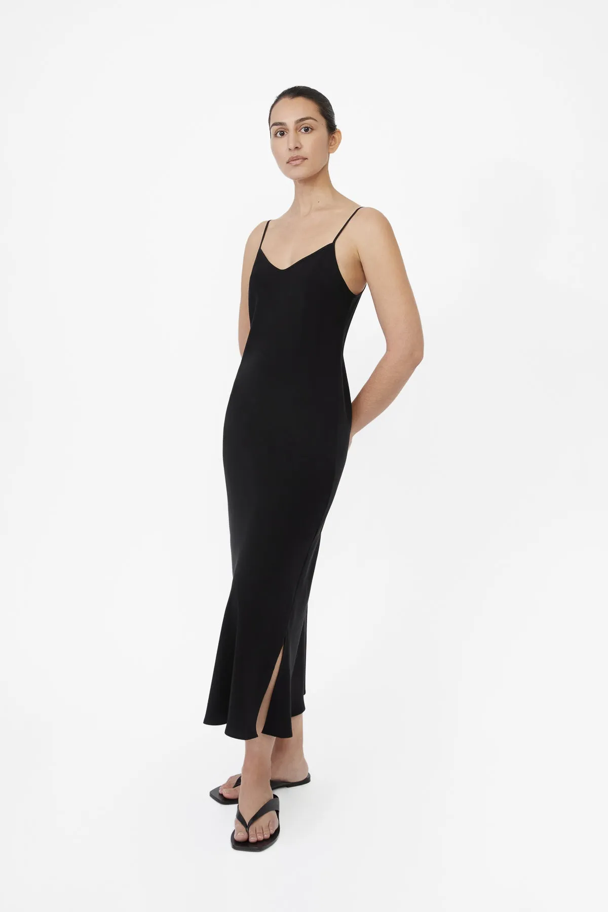 CUPRO BIAS SLIP DRESS | Black