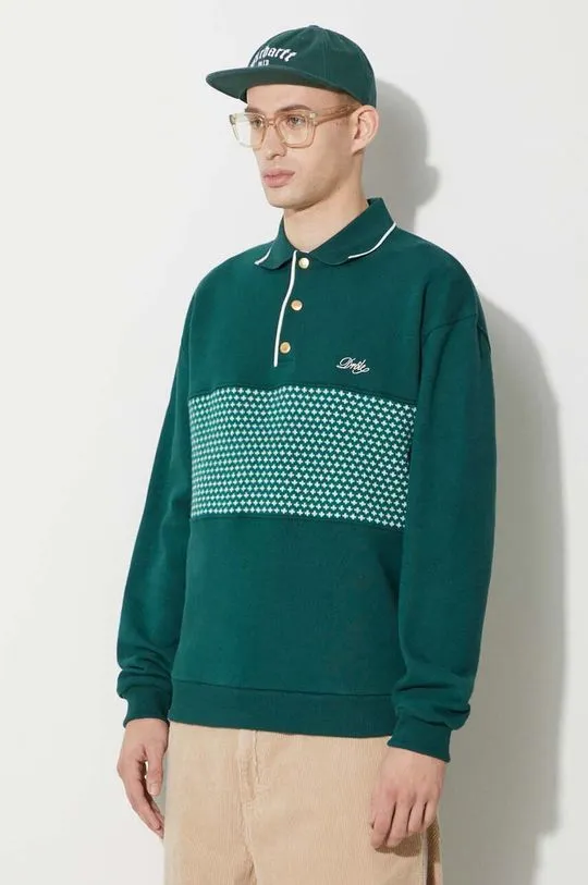 Drôle de Monsieur cotton sweatshirt Le polo Jacquard men's green color C-PL118-CO093-DGN