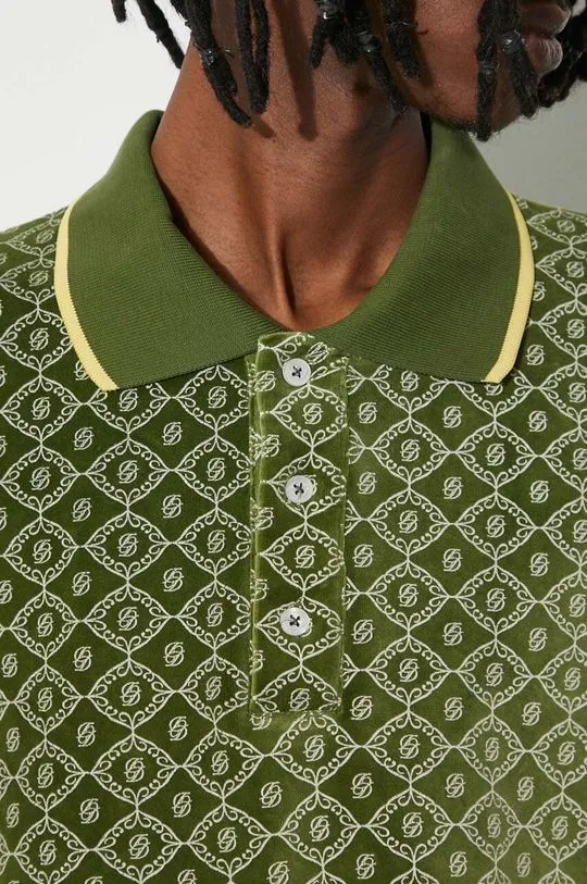 Drôle de Monsieur polo shirt Le Polo Monogramme men’s green color D-PL121-CO091-GN