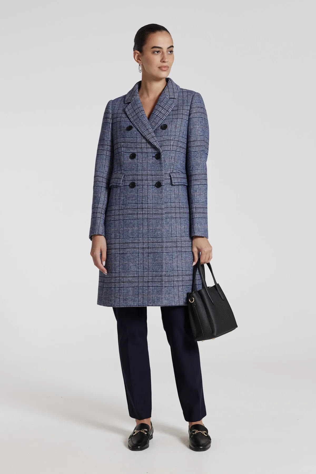 Eleni Check Coat - Blue