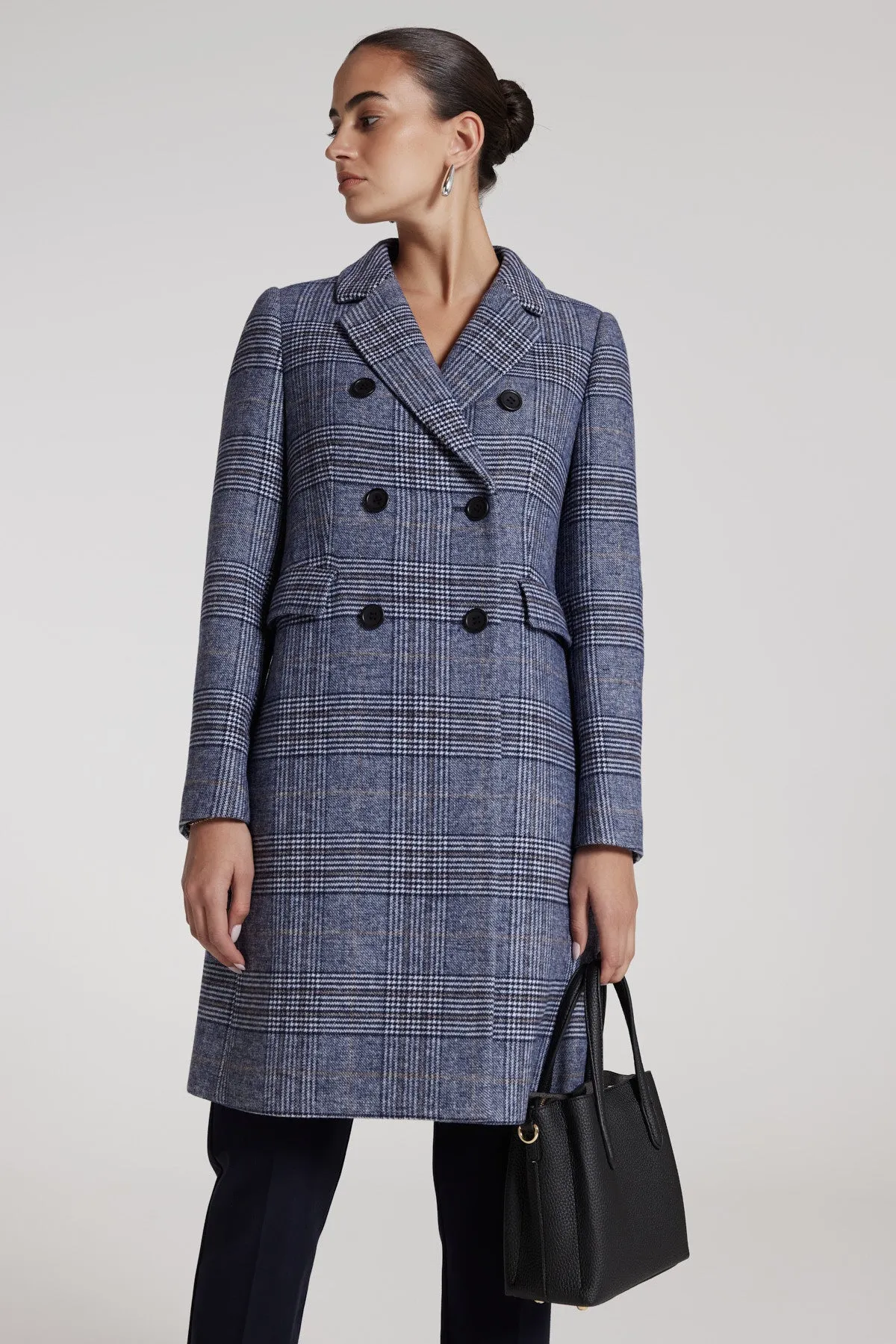 Eleni Check Coat - Blue