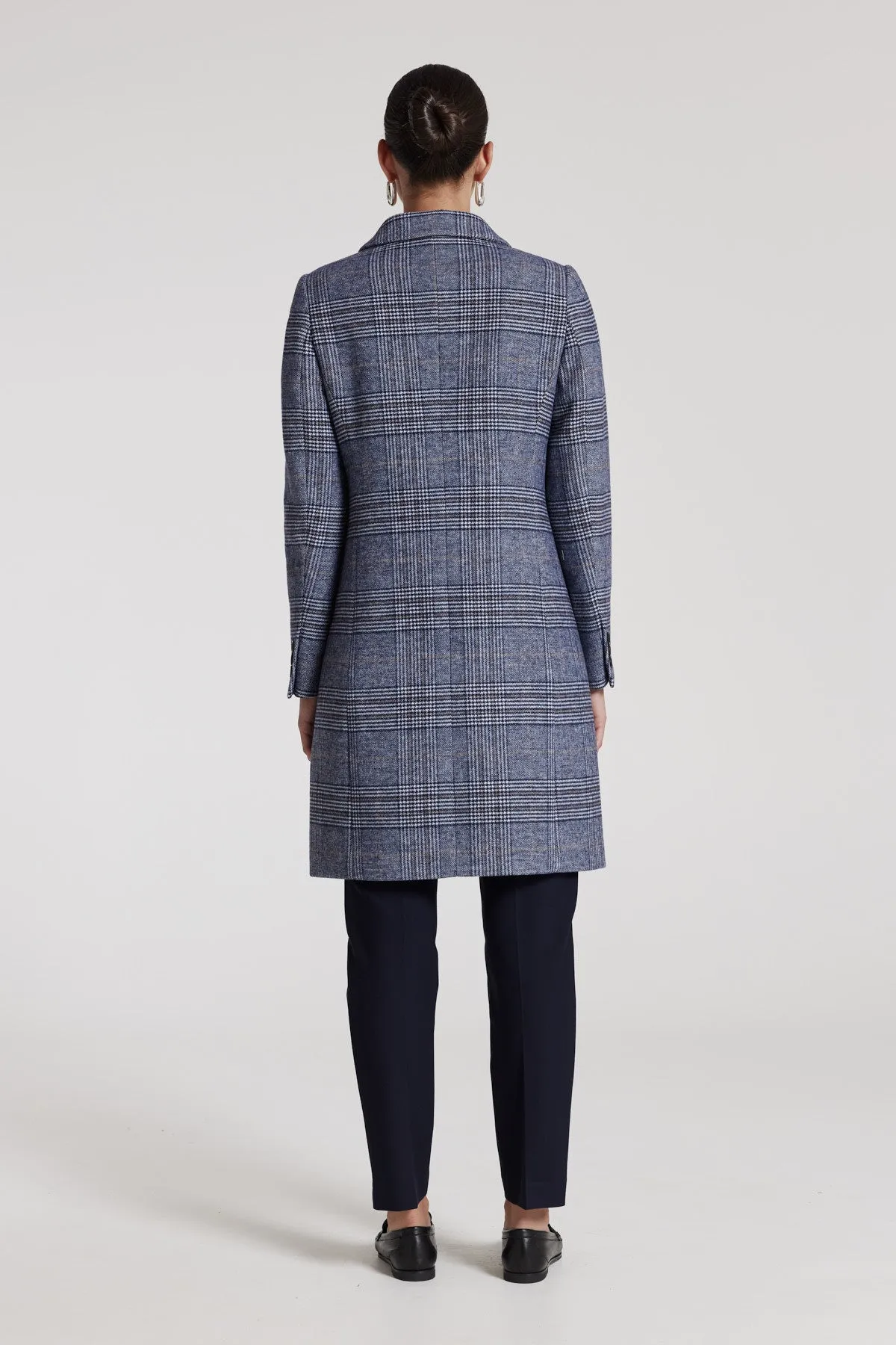 Eleni Check Coat - Blue