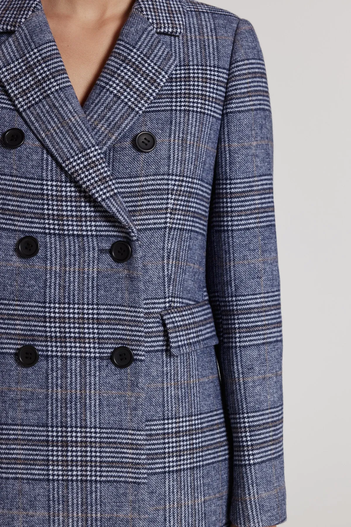 Eleni Check Coat - Blue