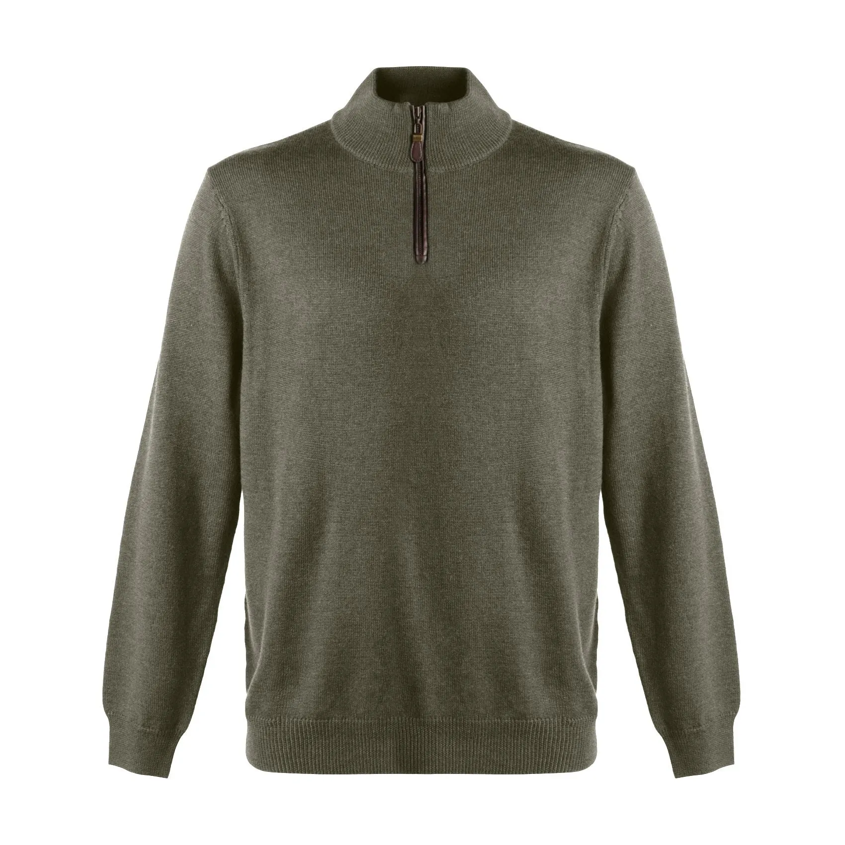 Extra Fine 'Zegna Baruffa' Merino Wool Quarter-Zip Sweater in Sage Melange by Viyella