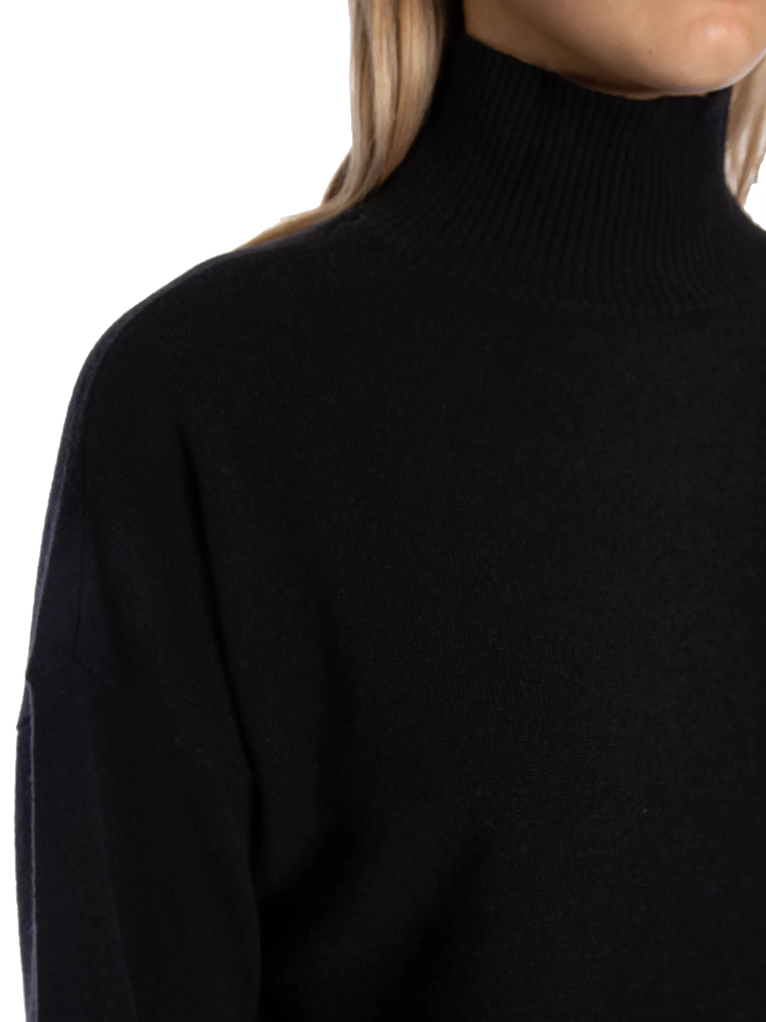 GANT KNIT SUPERFINE LAMBSWOOL STAND COLLAR BLACK