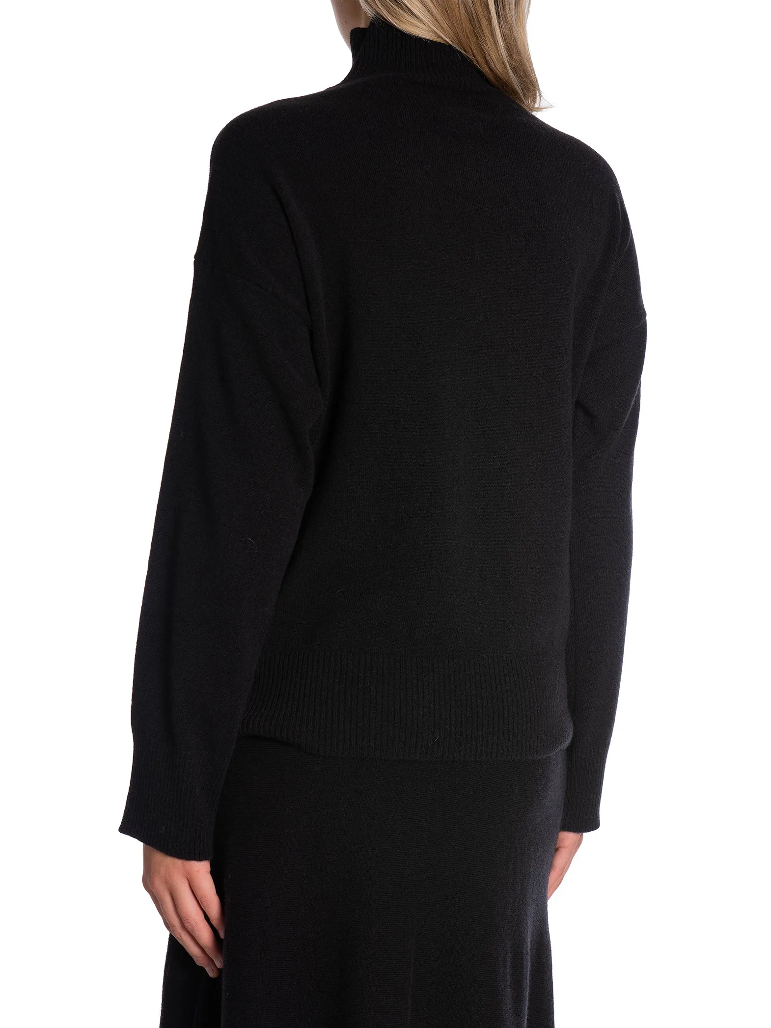 GANT KNIT SUPERFINE LAMBSWOOL STAND COLLAR BLACK