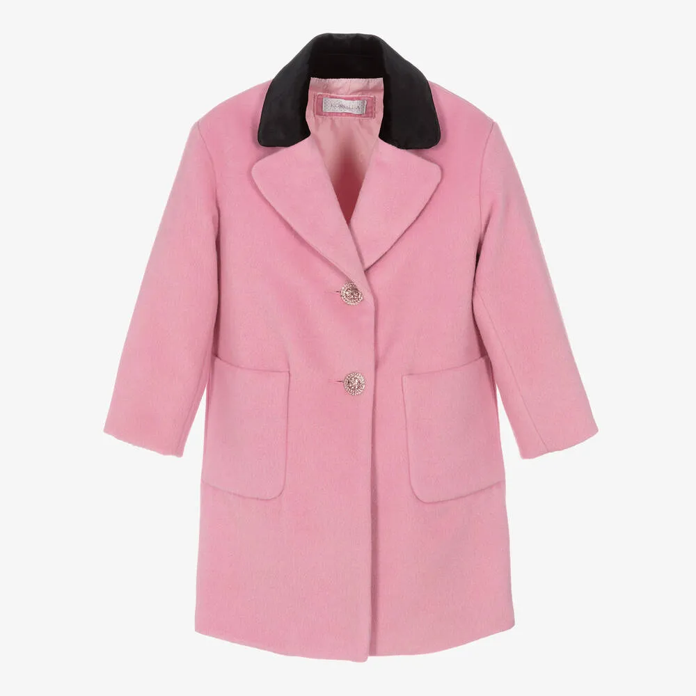 Girls Pink Wool Coat