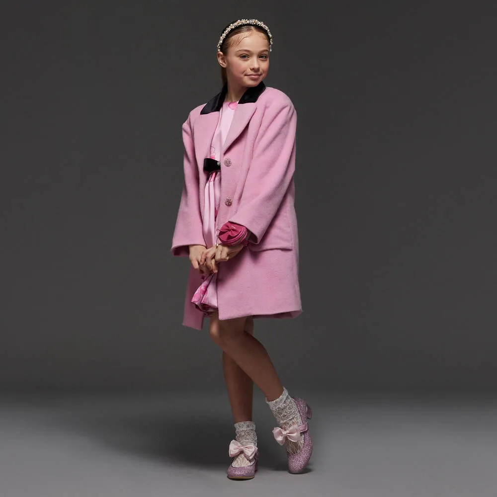 Girls Pink Wool Coat