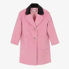 Girls Pink Wool Coat