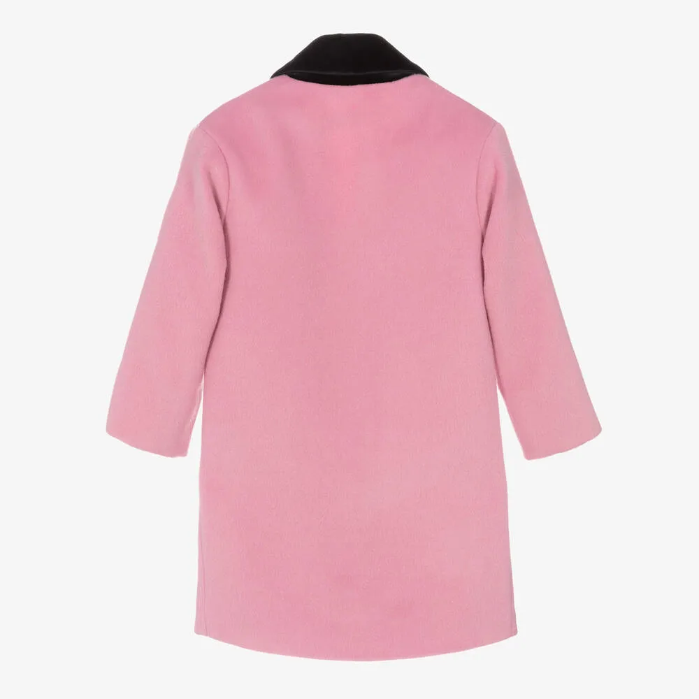 Girls Pink Wool Coat