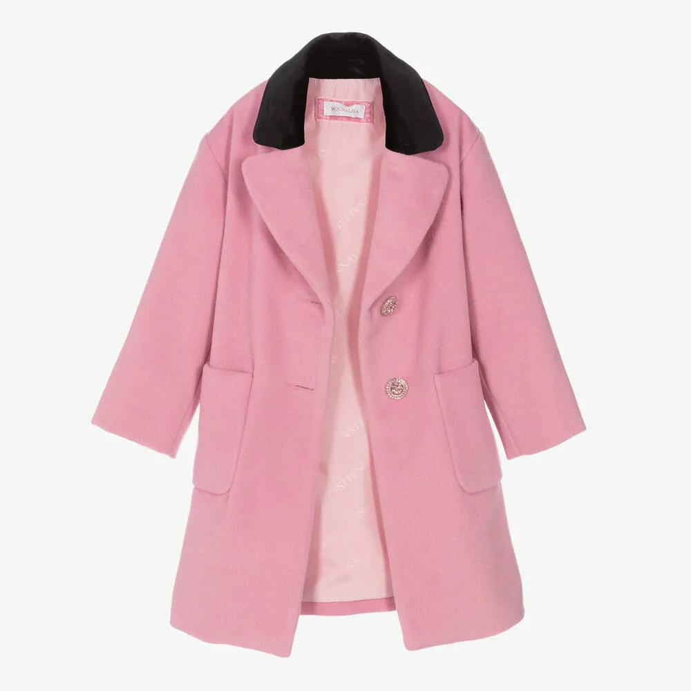 Girls Pink Wool Coat