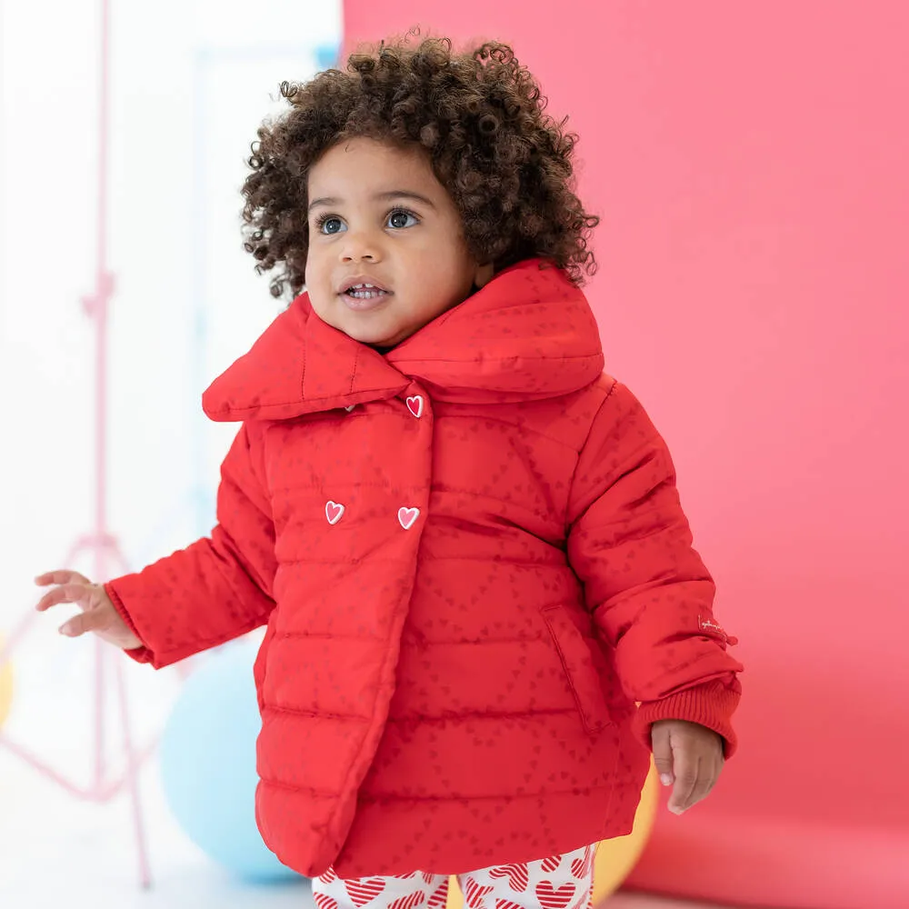 Girls Red Puffer Coat