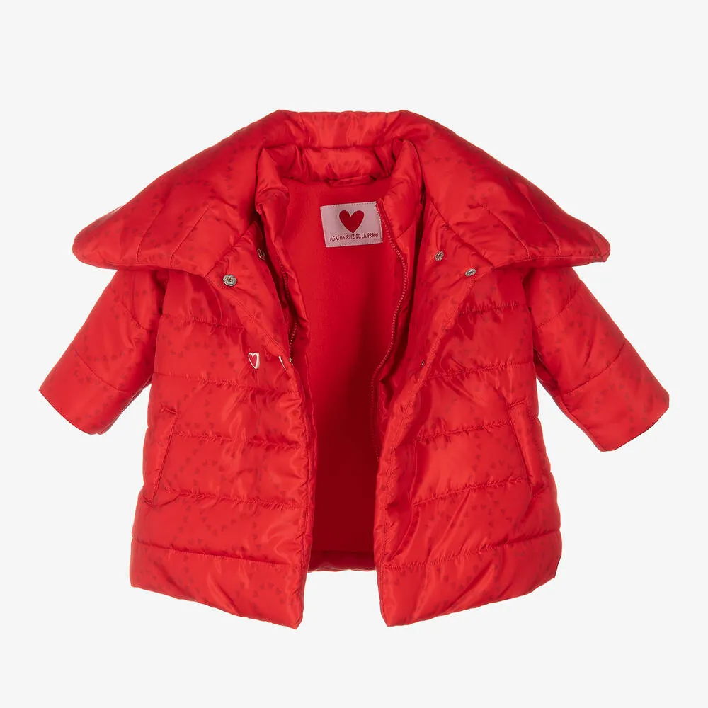 Girls Red Puffer Coat