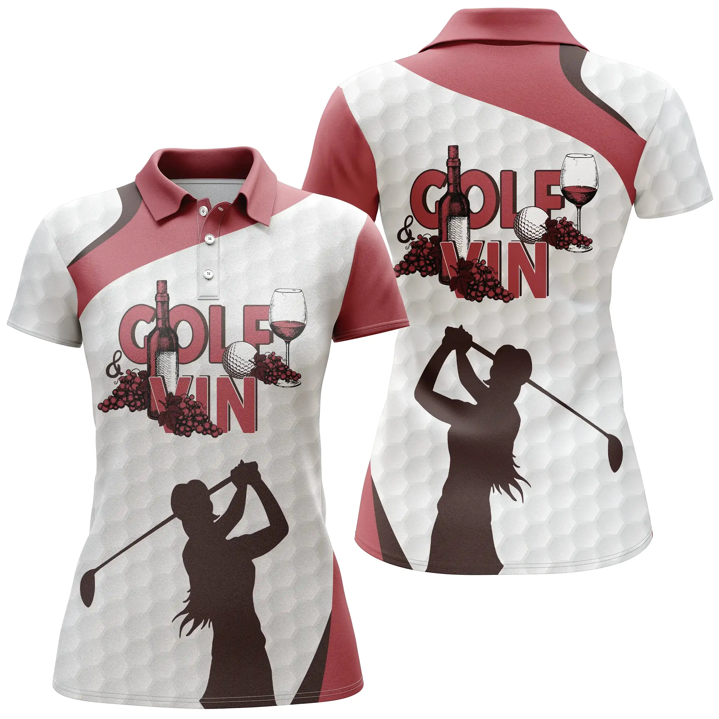 Golf et Vin, Polo de Sport, Cadeau Humour pour Fans de Golf, Polo Homme Femme - CTS18052214