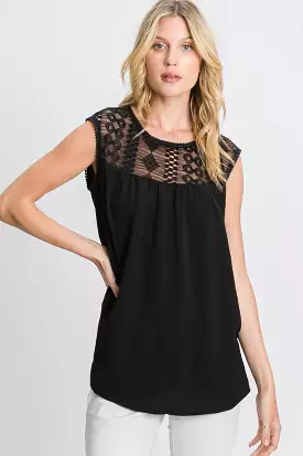 Hailey & CO Sleeveless Top with Lace Detail