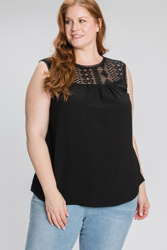 Hailey & CO Sleeveless Top with Lace Detail