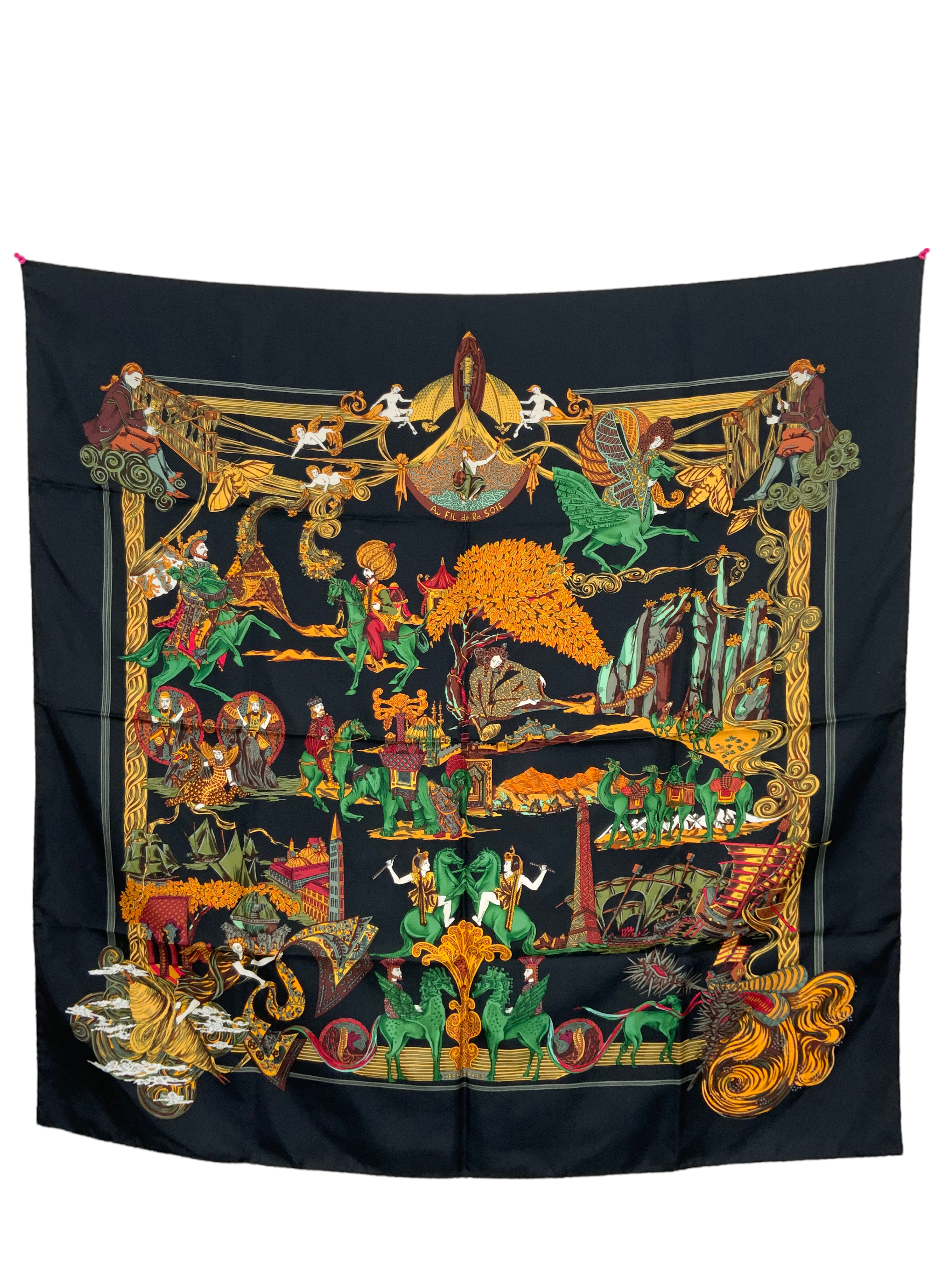 Hermes Au Fil de la Soie Silk Scarf 90