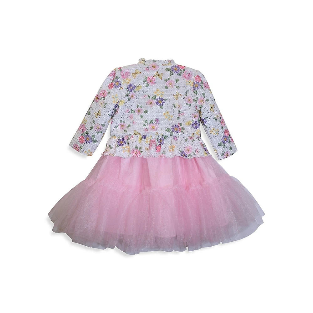 Hudson's Bay Toddler's Fit-&-Flare Ruffle-Hem Tulle Dress & Sequin Floral Peplum Jacket