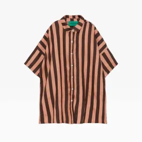 Kids Weekend House Kids Stripe Linen Shirt - Brown/Pink Stripe