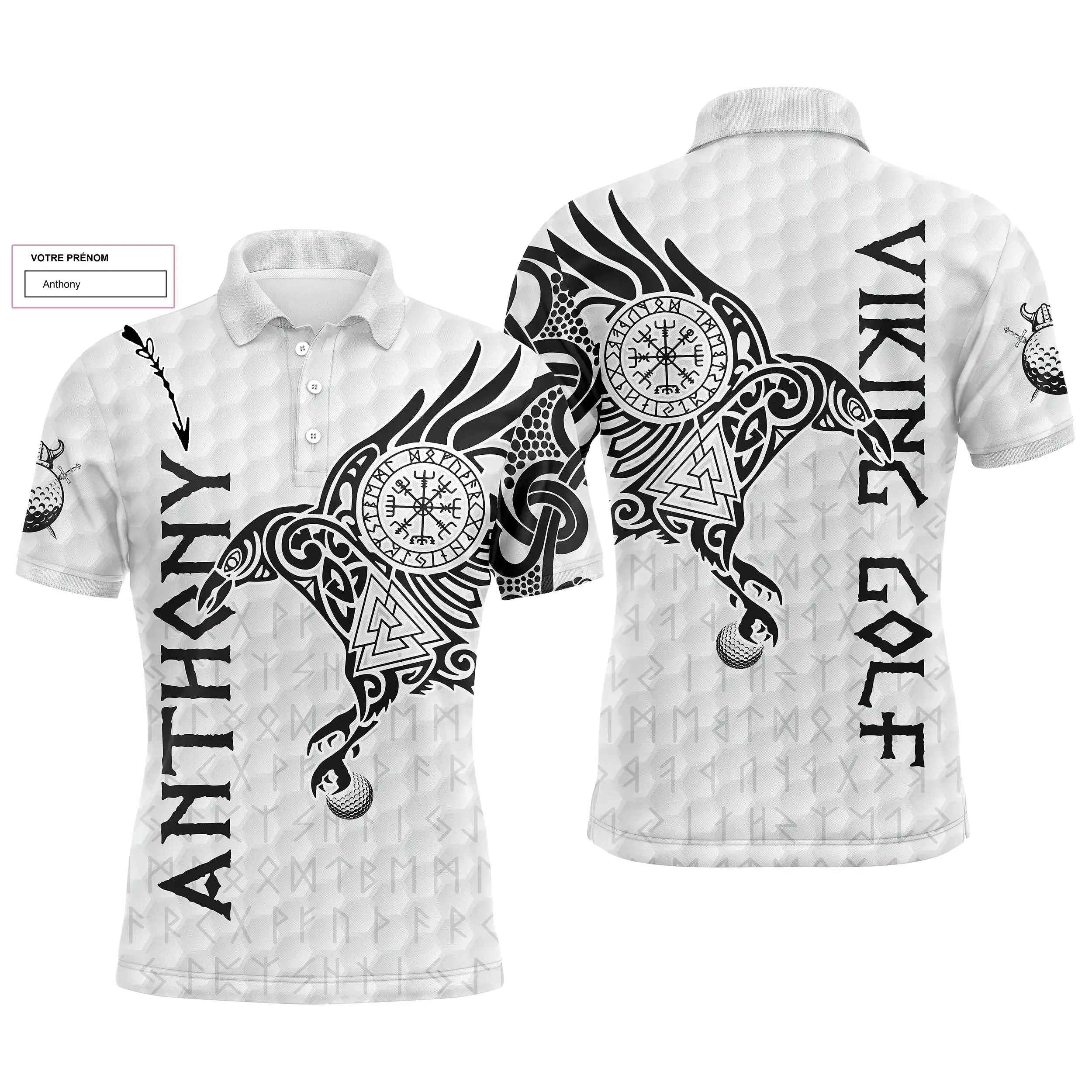 L'art du Tatouage Corbeau Viking, Polo de Golf Personnalisé Homme et Femme, Design Cool Pour Golfeur, Golfeuse, Idée Cadeau Orig