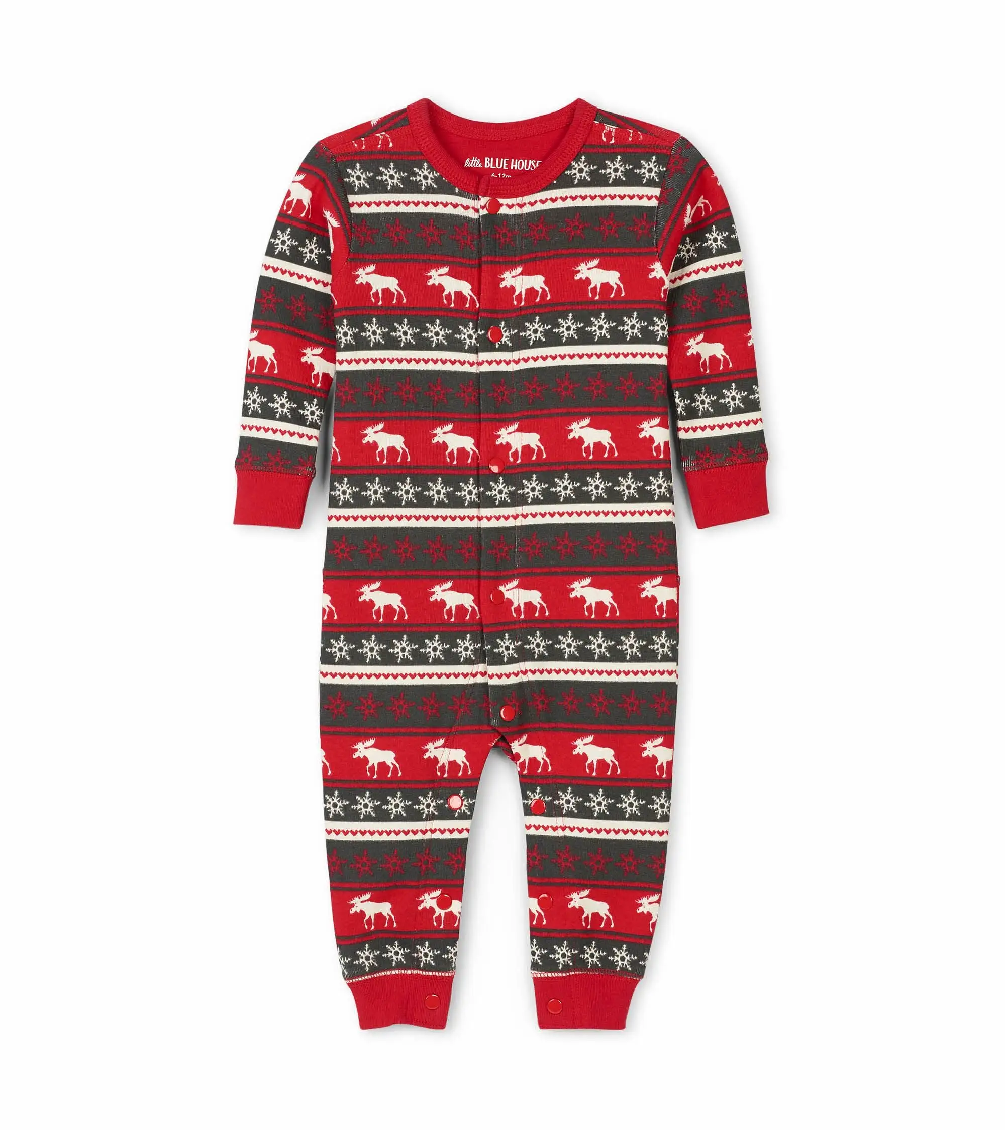 Little Blue House Fair Isle Moose Kids Union Suit