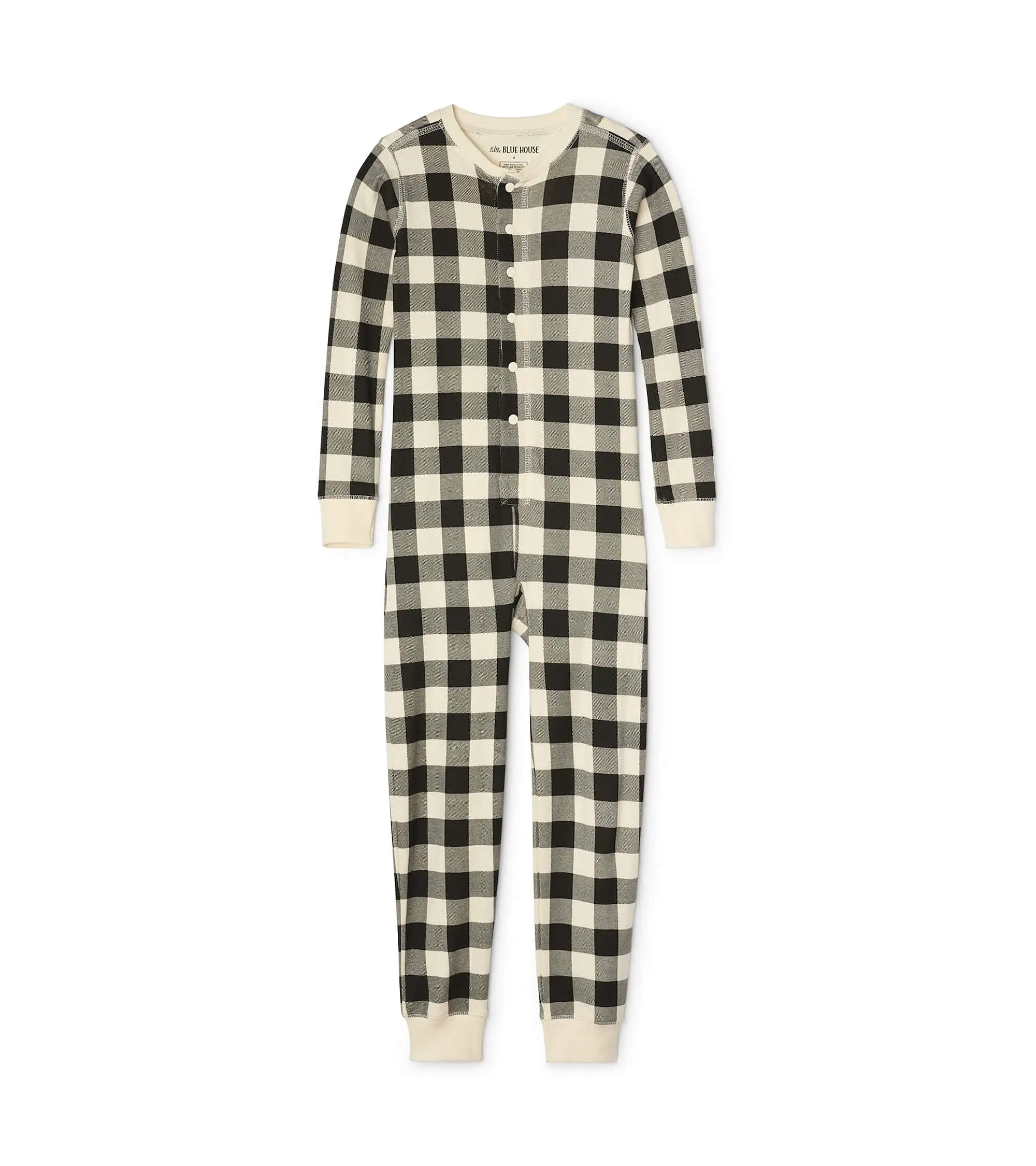 Little Blue House Kids Cream Plaid Union Suit